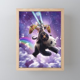 Lazer Warrior Space Cat Riding Panda With Taco Framed Mini Art Print
