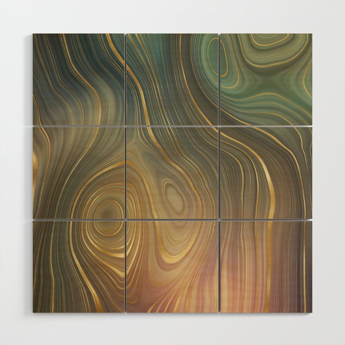 Gold Abstract Agate 12 Wood Wall Art