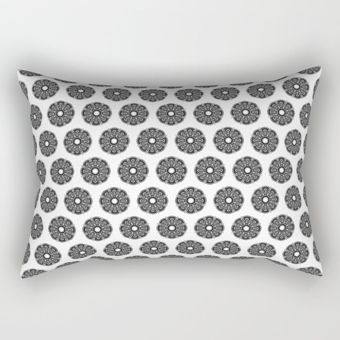 Black and white mandala art Rectangular Pillow