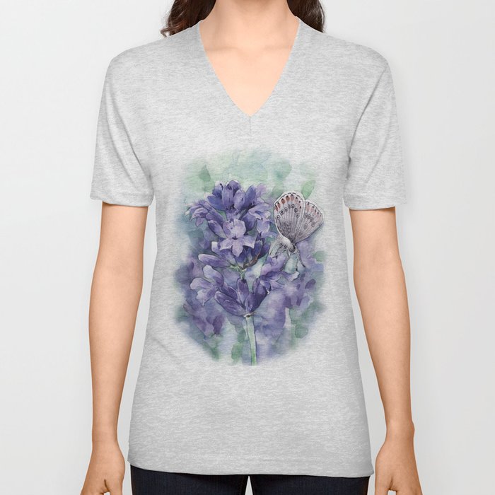 Lavender V Neck T Shirt