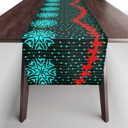 Christmas Ugly Sweater Colorful Trees and Reindeer Table Runner