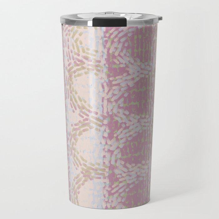 Pink impressionism dab wave pattern Travel Mug