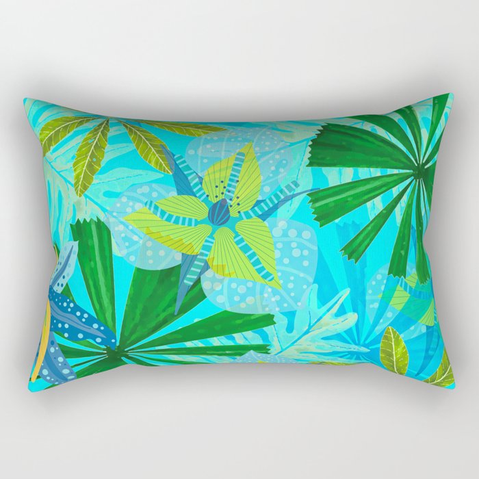My blue abstract Aloha Tropical Jungle Garden Rectangular Pillow