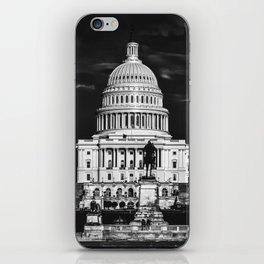 The United States Capitol building in Washington DC black and white iPhone Skin