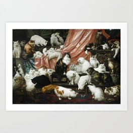 My Wife's Lovers by Carl Kahler, 1883 - Famous Cat Painting Art Print