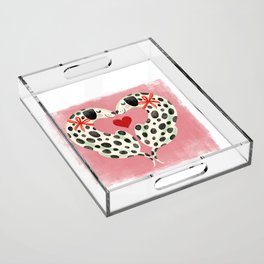Dalmatians in Love - Dogs and Hearts - Pink Acrylic Tray