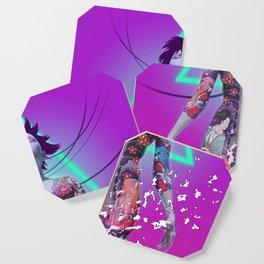 Ghost in the Shell Anime Fan Art (Cyberpunk, Vaporwave aesthetic) Coaster