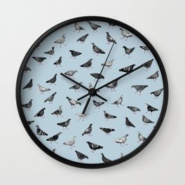 Pigeons Doing Pigeon Things Wall Clock