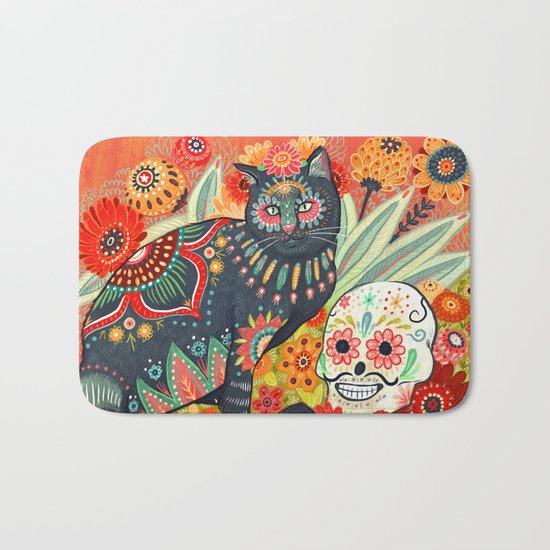 Dia De Los Muertos Cat Bath Mat