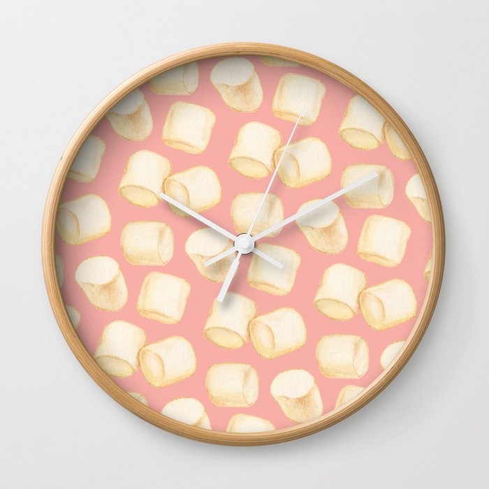 Marshmallow Pattern - Pink Wall Clock