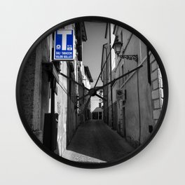 Black and White Italy Street Photo Sign in Bassano del Grappa Wall Clock