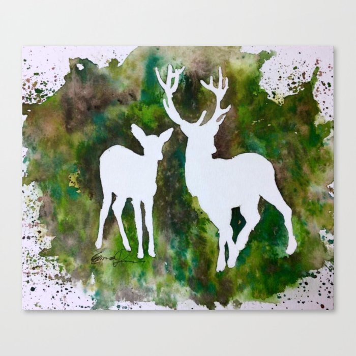Deer Silhouette Canvas Print By Emaginationart Society6