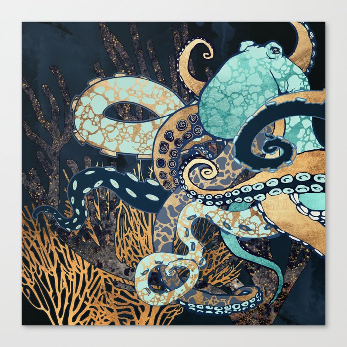 Metallic Octopus II Canvas Print