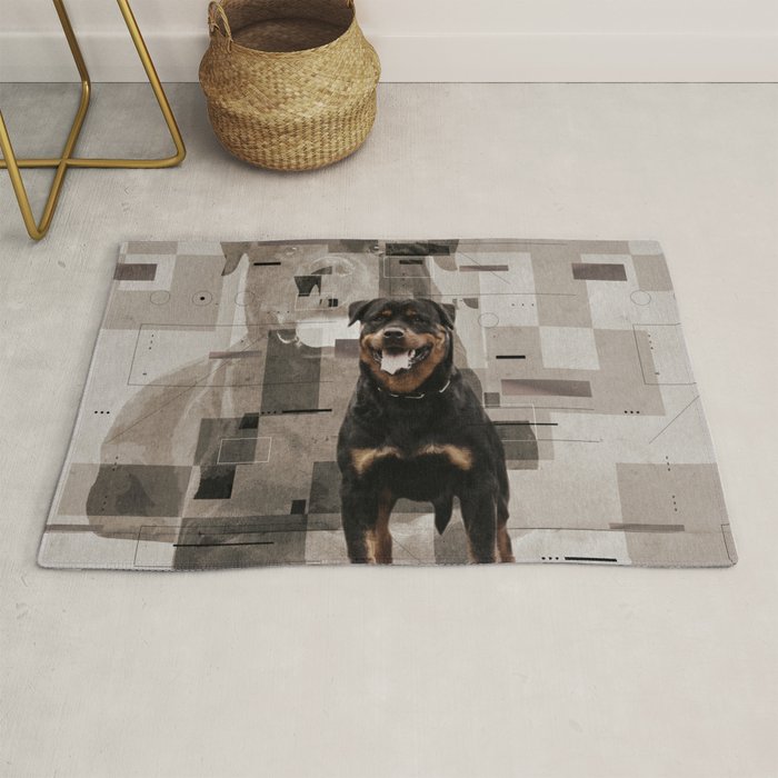 Rottweiler Metzgerhund Digital Art Rug By K9printart