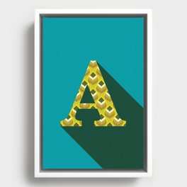A Initial - PEACOCK - Retro 70s Typography Print Framed Canvas