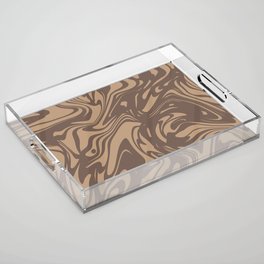 Brown Cappuccino Liquid Marble Swirl Abstract Pattern Acrylic Tray