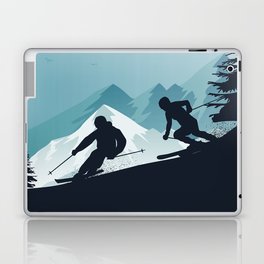 Winter Sport • Best Skiing Design Ever • Blue Background Laptop Skin