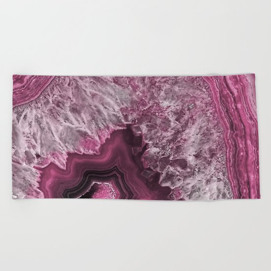 Purple and pink agate mineral gem stone- Beautiful backdrop Beach Towel