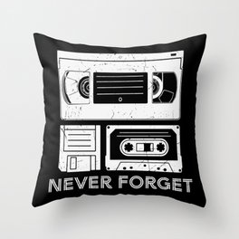 Never Forget VHS Cassette Floppy Funny Throw Pillow