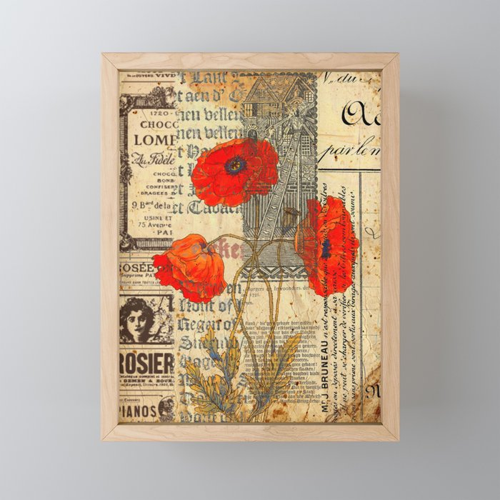 Poppies on Print Framed Mini Art Print