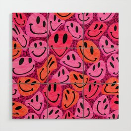 Preppy Room Decor - Preppy Smiley Face Collage Wood Wall Art