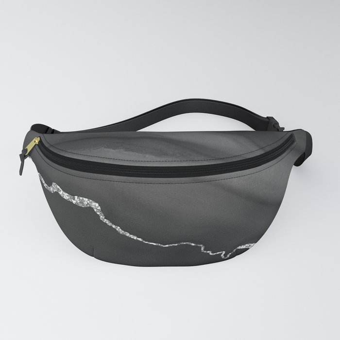 Black & Silver Agate Texture 01 Fanny Pack