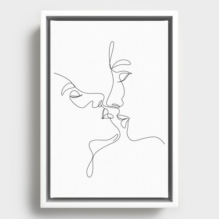 Couple Kiss Art Framed Canvas