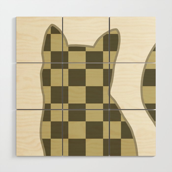 Checked cat meow 2 Wood Wall Art
