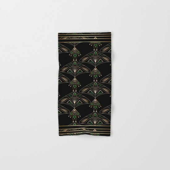 Art Deco . "Emeralds ". Hand & Bath Towel