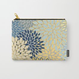 Floral Print, Yellow, Gray, Blue, Teal Carry-All Pouch