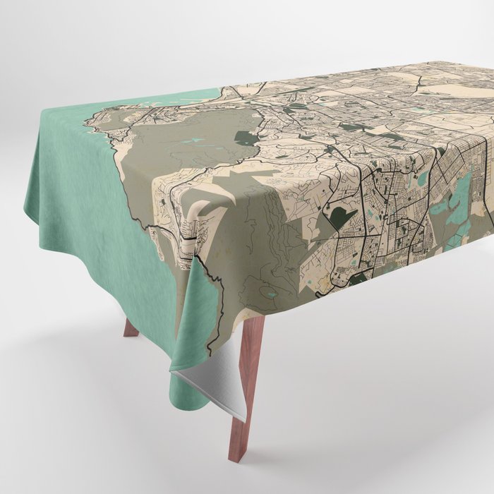Cape Town City Map of South Africa Vintage Tablecloth by deMAP Studio