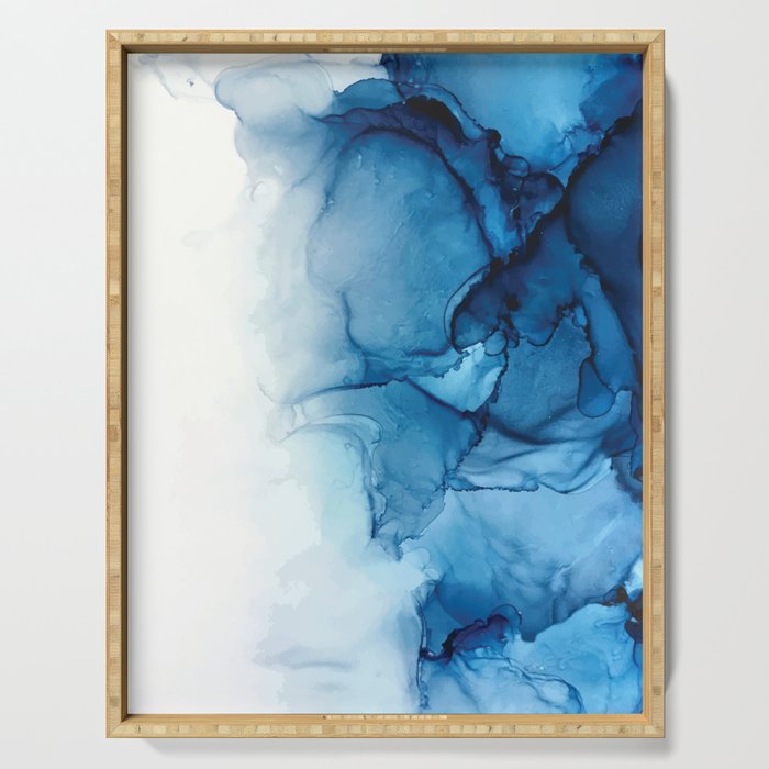 Blue Tides Alcohol Ink Painting Serving Tray By Elizabethschulz Society6