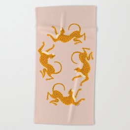 Leopard Race - pink Beach Towel