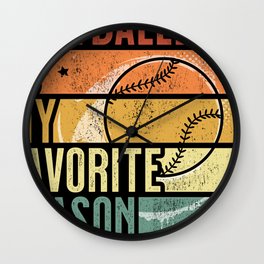 Distressed Vintage Girls Softball Is My Favorite Season Wall Clock