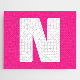 N (White & Dark Pink Letter) Jigsaw Puzzle
