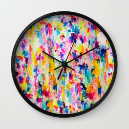 Bright Colorful Abstract Painting in Neons and Pastels Wall Clock | Neonpainting, Verycolorful, Summercolors, Painting, Abstract, Brightart, Neonbright, Abstractart, Digital, Acrylic 