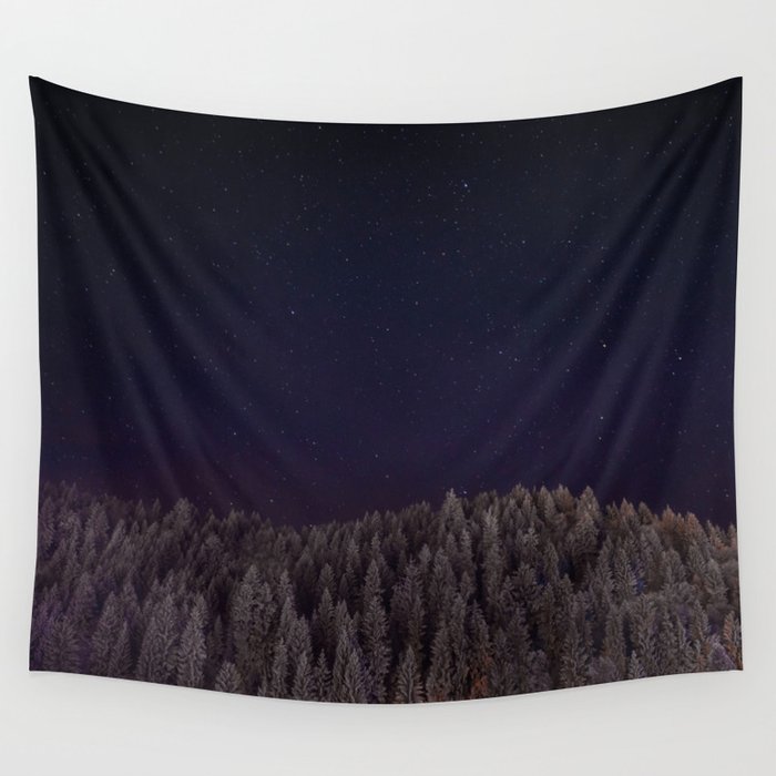 Night Sky Forest (Color) Wall Tapestry