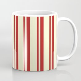 [ Thumbnail: Red & Light Yellow Colored Stripes/Lines Pattern Coffee Mug ]