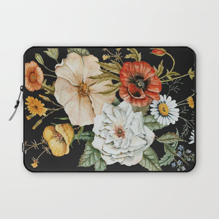 Wildflower Bouquet on Charcoal Laptop Sleeve