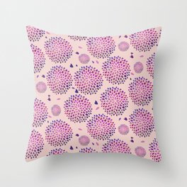 Dahlia Purple Pattern Blush Pink Throw Pillow