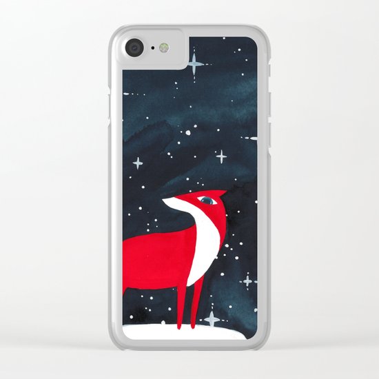 Merry Christmas! - Fox and stars Clear iPhone Case