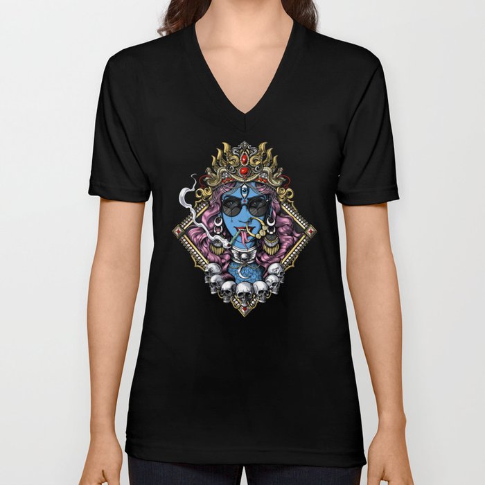 Hinduism Goddess Kali V Neck T Shirt