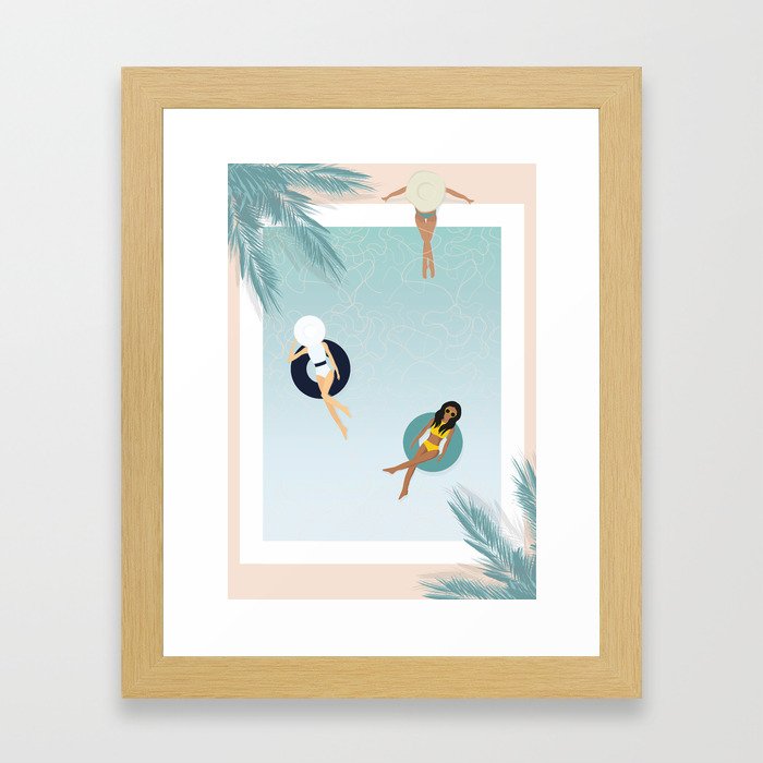 Summer Pool Day with friends Framed Art Print