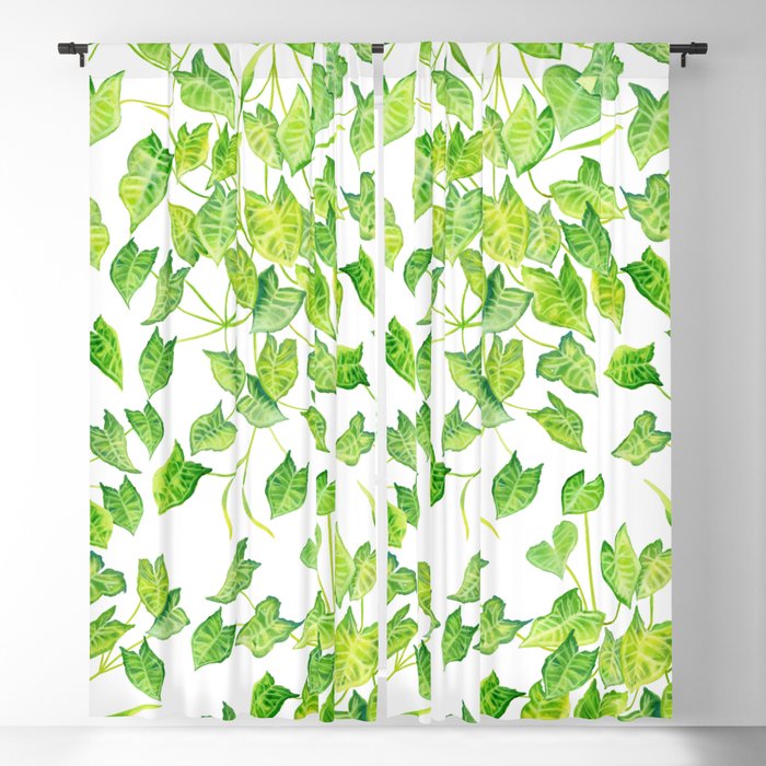 Green Vine Pattern Blackout Curtain