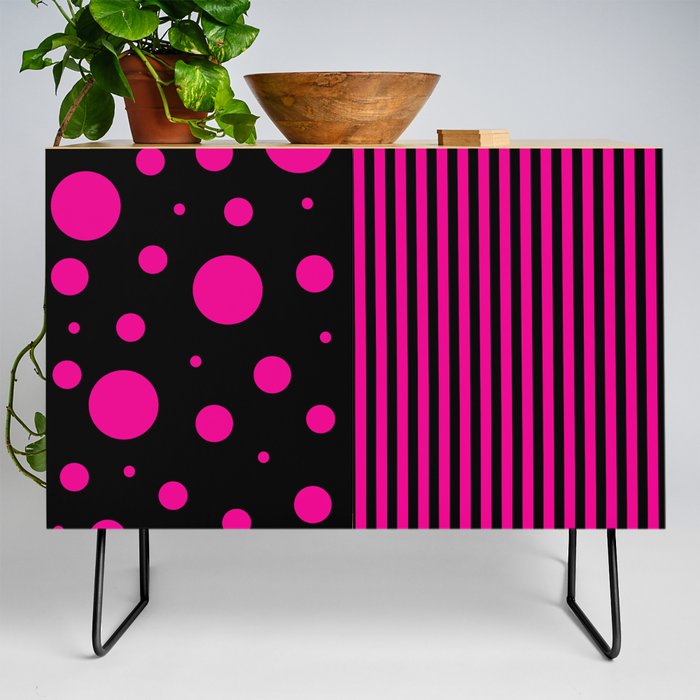 Spots and Stripes - Magenta and Black Credenza