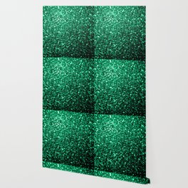 Emerald Green faux glitter sparkles Wallpaper