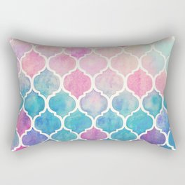 Rainbow Pastel Watercolor Moroccan Pattern Rectangular Pillow