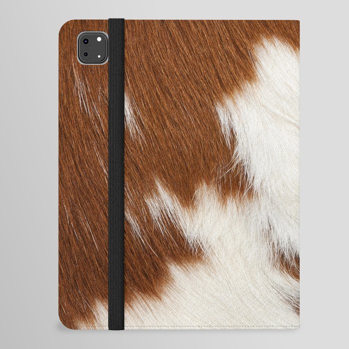 Brown and White Cowhide, Cow Skin Print Pattern iPad Folio Case