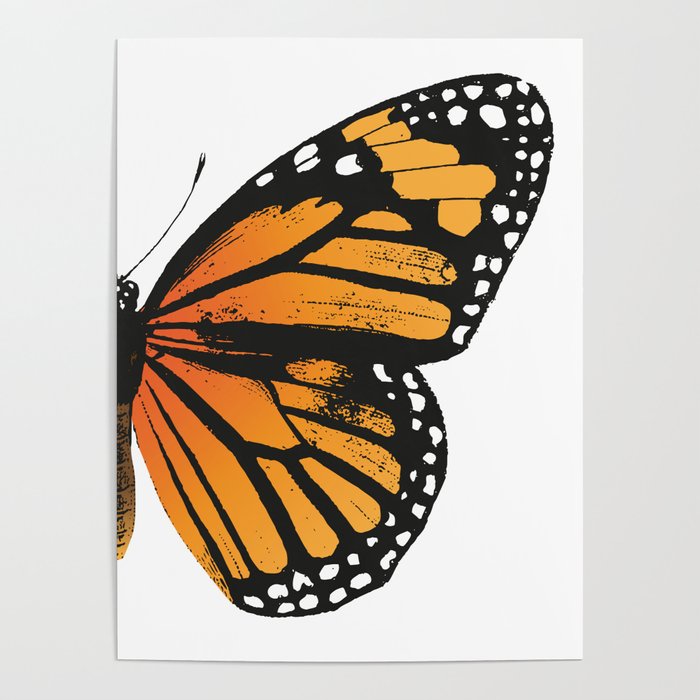 Monarch Butterfly | Right Butterfly Wing | Vintage Butterflies | Poster