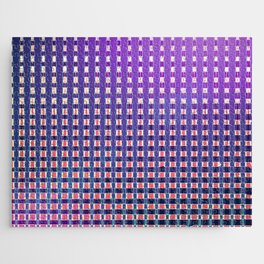 Magenta Pink Ombre Grid Pattern Jigsaw Puzzle